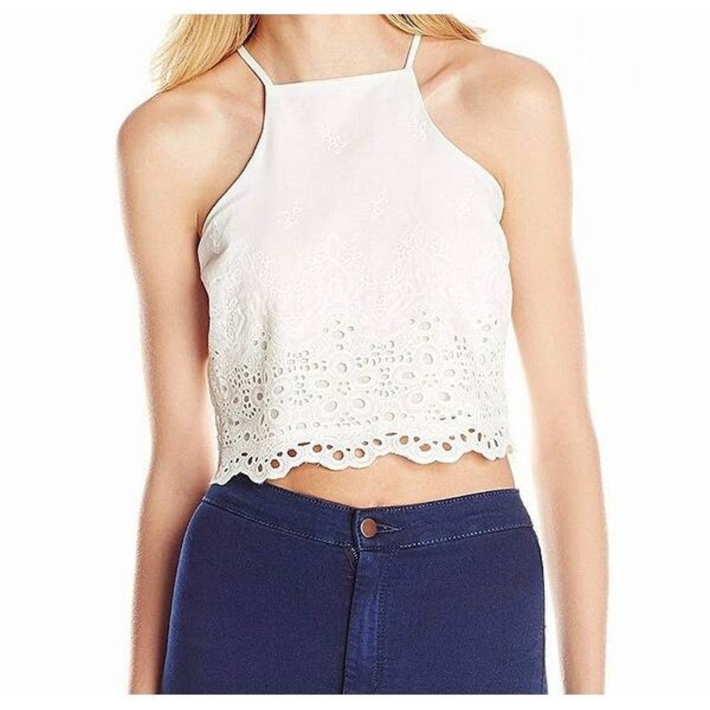 White Eyelet Lucca Couture Tank Top